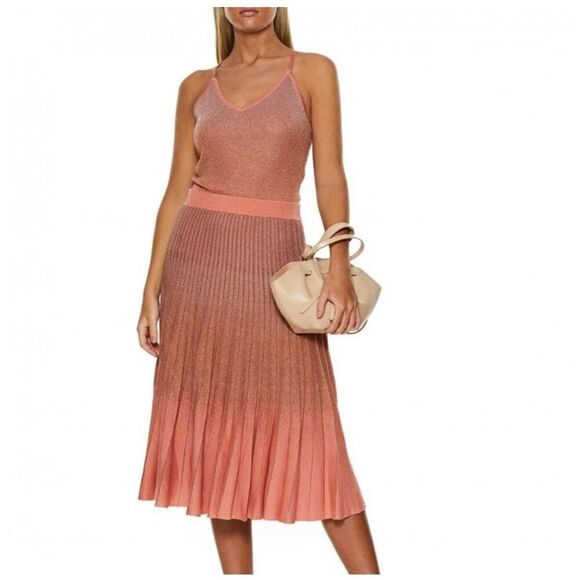 NWT Baum Und Pferdgarten Sleeveless V-Neck Knitted Chandra Top Peach Lurex Small